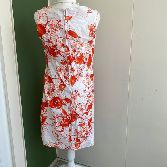 Vintage 60s 70s Groovy Orange and White Floral Shift Dress - Picture 4 of 7